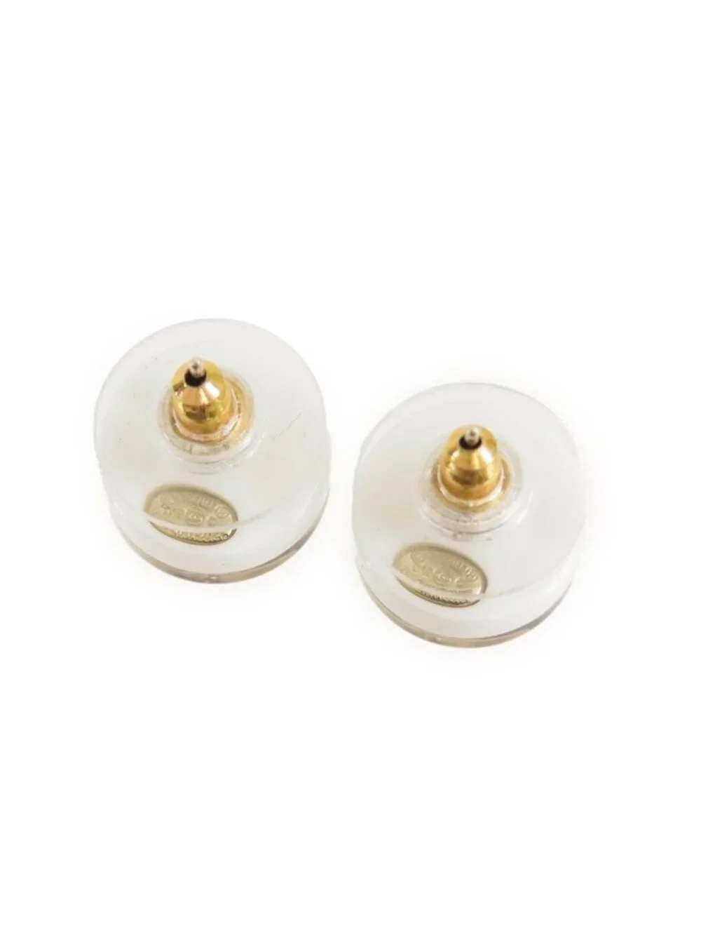 Chanel CC Logo Round Earrings White Black Plastic